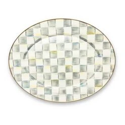 Sterling Check Enamel Oval Platter Large