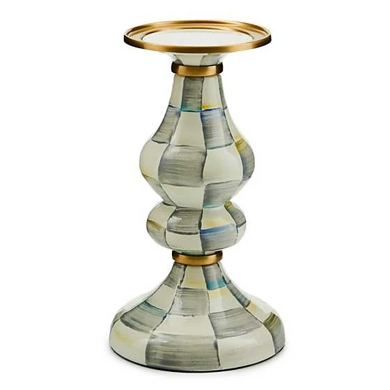 Sterling Check Enamel Pillar Candlestick Medium 2 Sterling Check Enamel Pillar Candlestick Medium - Image 2