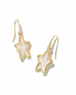 Ada Star Small Drop Earrings 5 Ada Star Small Drop Earrings -Occasionally Yours Gifts Ada Star Small Drop Earrings Gold Ivory Mother of Pearl