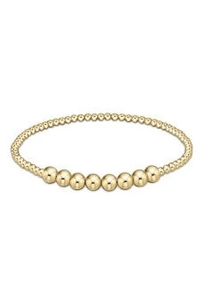 Classic Blissful Pattern 2mm Bead Bracelet - 4mm Gold