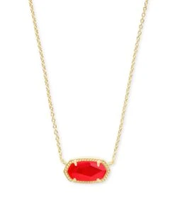 Elisa Short Pendant Necklace Gold - Red Illusion