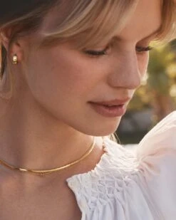 Rose Huggies -Occasionally Yours Gifts Gorjana Rosie Huggie Earrings in 18k Gold 05