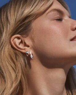 Rose Huggies -Occasionally Yours Gifts Gorjana Rosie Huggie Earrings in Silver Plated 05