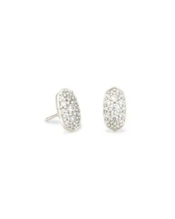 Grayson Crystal Stud Earrings Rhodium - White Crystal