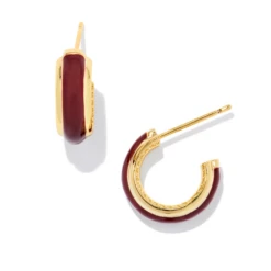 Ainsley Huggie Earrings -Occasionally Yours Gifts Kendra Scott Ainsley Huggie Earrings Gold Burgundy Enamel