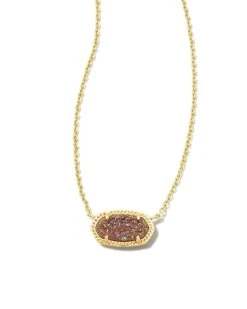 Elisa Pendant Necklace Gold - Spice Drusy