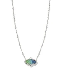 Elisa Petal Framed Short Pendant Necklace 7 Elisa Petal Framed Short Pendant Necklace -Occasionally Yours Gifts Kendra Scott Elisa Petal Pendant Necklace Rhodium Aqua Ombre 00