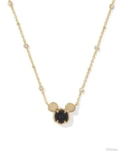 Mickey Mouse Pendant Necklace -Occasionally Yours Gifts Kendra Scott Mickey Mouse Short Pendant Necklace Gold Black Drusy 00