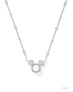 Mickey Mouse Pendant Necklace -Occasionally Yours Gifts Kendra Scott Mickey Mouse Short Pendant Necklace Rhodium White Pearl 00