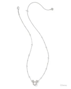 Mickey Mouse Pendant Necklace -Occasionally Yours Gifts Kendra Scott Mickey Mouse Short Pendant Necklace Rhodium White Pearl 01