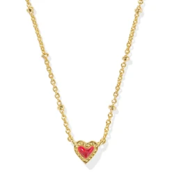 Mini Ari Heart Satellite Short Pendant Necklace -Occasionally Yours Gifts Kendra Scott Mini Ari Heart Necklce 01