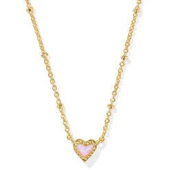 Mini Ari Heart Satellite Short Pendant Necklace -Occasionally Yours Gifts Kendra Scott Mini Ari Heart Necklce 03