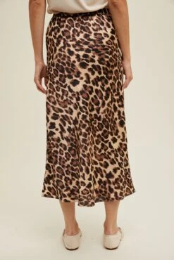 Leopard Midi Satin Pencil Skirt -Occasionally Yours Gifts Leopard Midi Satin Pencil Skirt Back