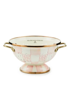 Rosy Check Enamel Colander - Small