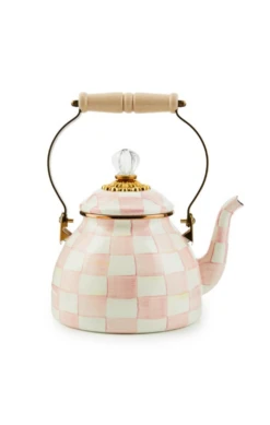Rosy Check Enamel Tea Kettle - 2 Quart