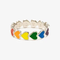 Rainbow Heart Ring - Size 7