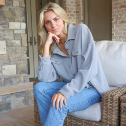 Waffle Shacket 7 Waffle Shacket -Occasionally Yours Gifts Simply Southern Brand Waffle Shacket Ash