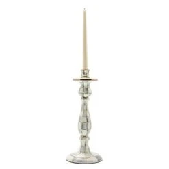 Sterling Check Enamel Candlestick Large