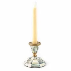 Sterling Check Enamel Candlestick Short