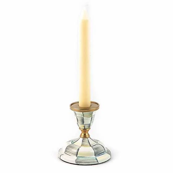 Sterling Check Enamel Candlestick Short 1 Sterling Check Enamel Candlestick Short