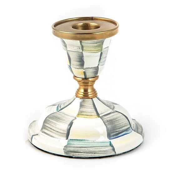 Sterling Check Enamel Candlestick Short 2 Sterling Check Enamel Candlestick Short - Image 2