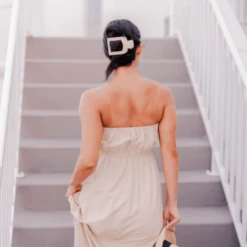 Large Square Flat Hair Clip 23 Large Square Flat Hair Clip -Occasionally Yours Gifts TELETIES almond beige large flat square clip large hair clip 04