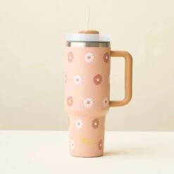 40 Oz Take Me Everywhere Tumbler -Occasionally Yours Gifts The Darling Effect Tumbler Darling Daisy Tan