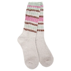 Ragg Crew Socks - Mushroom Stripe