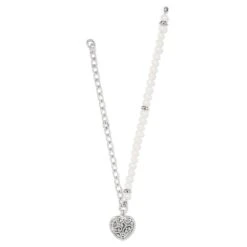 Contempo Heart Pearl Charm Necklace -Occasionally Yours Gifts brighton contempo heart pearl charm necklace silver 3