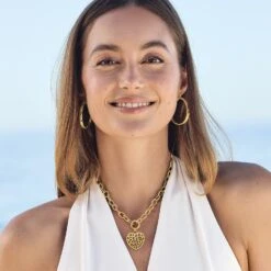 Contempo Medallion Heart Necklace -Occasionally Yours Gifts brighton contempo medallion heart necklace gold 3