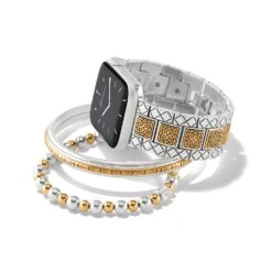 Mosaic Two Tone Watch Band -Occasionally Yours Gifts brighton mosaic two tone watch band silver gold 3