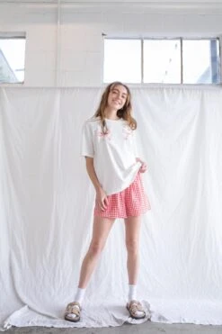 Rosie Gingham Boxer Short -Occasionally Yours Gifts dm gingham boxer shorts red 1