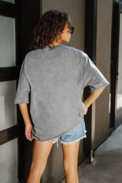 Ohio State Oversized All-Over Rhinestone Short Sleeve Tee -Occasionally Yours Gifts dm osu all over rhinestone ss tee grey 5