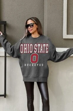 Ohio State Easy Street Fleece Crewneck -Occasionally Yours Gifts dm osu easy street fleece crewneck charcoal 3