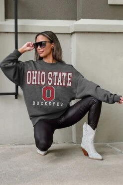 Ohio State Easy Street Fleece Crewneck -Occasionally Yours Gifts dm osu easy street fleece crewneck charcoal 4