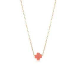 16" Necklace Gold - Signature Cross Small -Occasionally Yours Gifts enewton 16 inch necklace gold signature cross coral