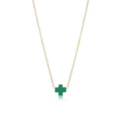16" Necklace Gold - Signature Cross Small -Occasionally Yours Gifts enewton 16 inch necklace gold signature cross emerald