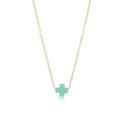 16" Necklace Gold - Signature Cross Small -Occasionally Yours Gifts enewton 16 inch necklace gold signature cross mint