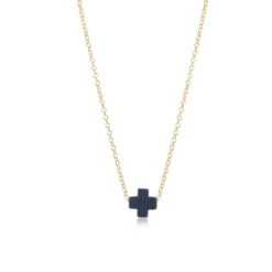 16" Necklace Gold - Signature Cross Small -Occasionally Yours Gifts enewton 16 inch necklace gold signature cross navy