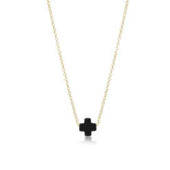 16" Necklace Gold - Signature Cross Small -Occasionally Yours Gifts enewton 16 inch necklace gold signature cross onyx