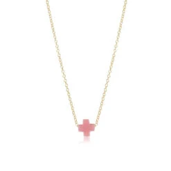 16" Necklace Gold - Signature Cross Small -Occasionally Yours Gifts enewton 16 inch necklace gold signature cross pink