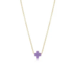 16" Necklace Gold - Signature Cross Small -Occasionally Yours Gifts enewton 16 inch necklace gold signature cross purple