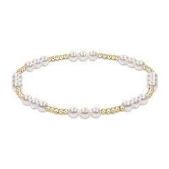 Classic Joy Pattern 4mm Bead Bracelet - Pearl