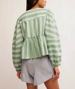 FREE PEOPLE Brunch Babe Blouse 11 FREE PEOPLE Brunch Babe Blouse -Occasionally Yours Gifts fp brunch babe blouse white spruce combo 3