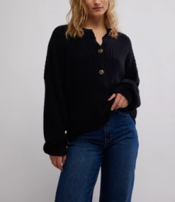 FREE PEOPLE Cocoa Henley -Occasionally Yours Gifts fp cocoa henley black 1