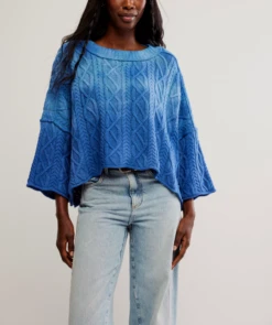 FREE PEOPLE Washed Ashore Sweater -Occasionally Yours Gifts fp washed ashore sweater bellweather blue 1