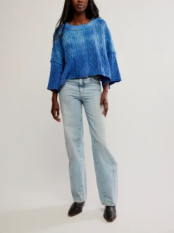 FREE PEOPLE Washed Ashore Sweater -Occasionally Yours Gifts fp washed ashore sweater bellweather blue 5