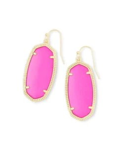 Elle Gold Magenta Drop Earrings