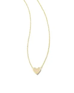 Framed Ari Heart Short Pendant Necklace Gold - Iridescent Drusy