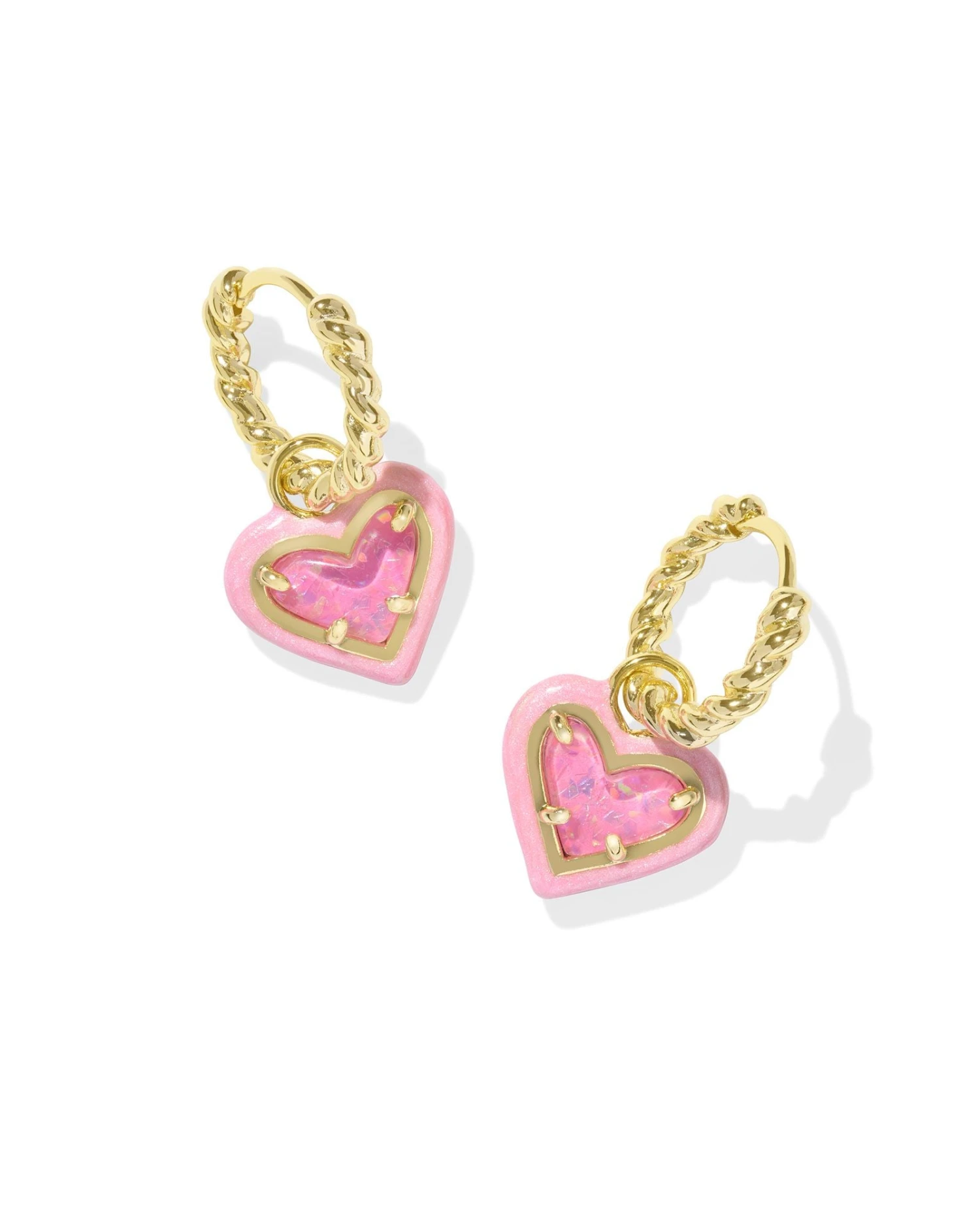 Ari Heart Enamel Frame Huggie Earrings 2 Ari Heart Enamel Frame Huggie Earrings - Image 2